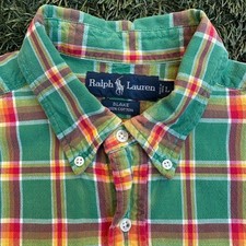 Vintage Ralph Lauren Tartan Plaid Button Down Long Sleeve Oxford Shirt RARE L