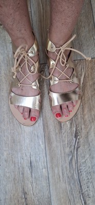 Damen Sandalen Gold Römersandalen Gladiator Leder Gr. 41 neuwertig