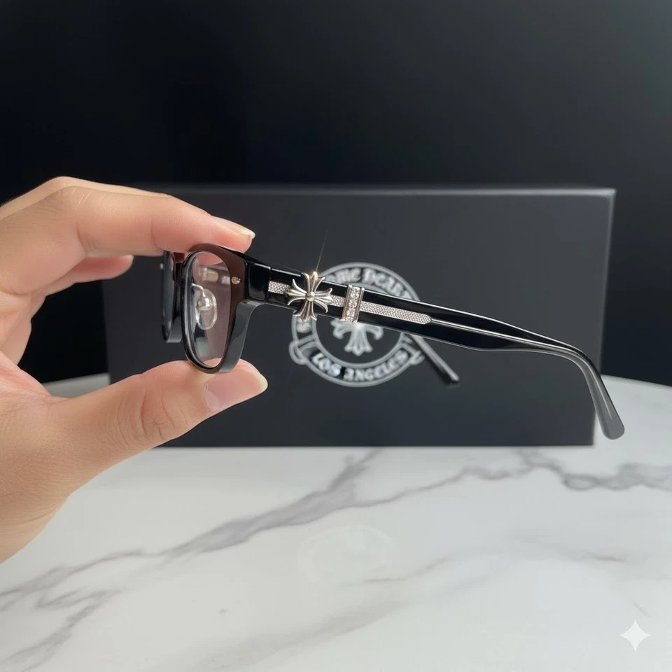 Lujoso Cromo Corazones Estilo Negro Ojos de Gato Dorado/Plateado Cruz Decoración Marco Foto 3 de 3