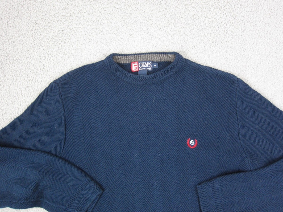 Vintage Ralph Lauren Chaps Sweater Mens Medium Blue Chevron Zig