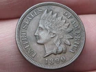 1890 Indian Head One Cent Penny- AU/Almost UNC Details, 4 Full Diamonds, Brown