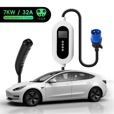 E-MINGZE Portable EV Charger 7KW32A CEE/USplug Phase1 Tesla IP66 Water/Dustproof