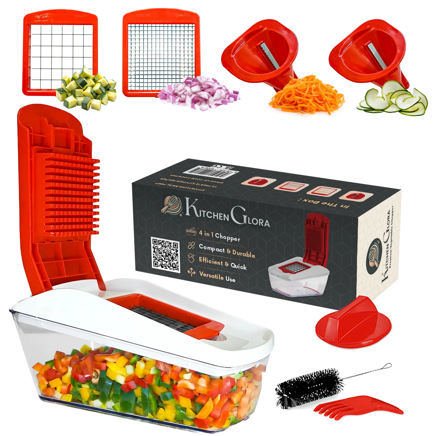 AEX 4 in 1 Vegetable Chopper Spiralizer with Container Stainless Steel Kitchen
Opens in a new window