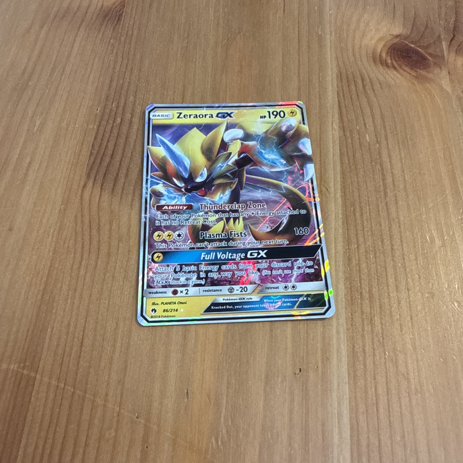Pokemon TCG Zeraora GX 86/214 Sun & Moon - Lost Thunder Ultra Rare Holo NM