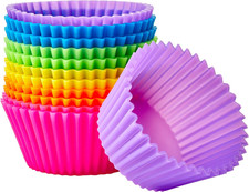 Amazon Basics Silicone Baking Cups Reusable Muffin Liners, 12 Pack, Multicolor