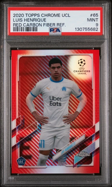 2020-21 Topps Chrome UEFA UCL Luis Henrique Red Carbon Fiber SP PSA 9 Rookie RC