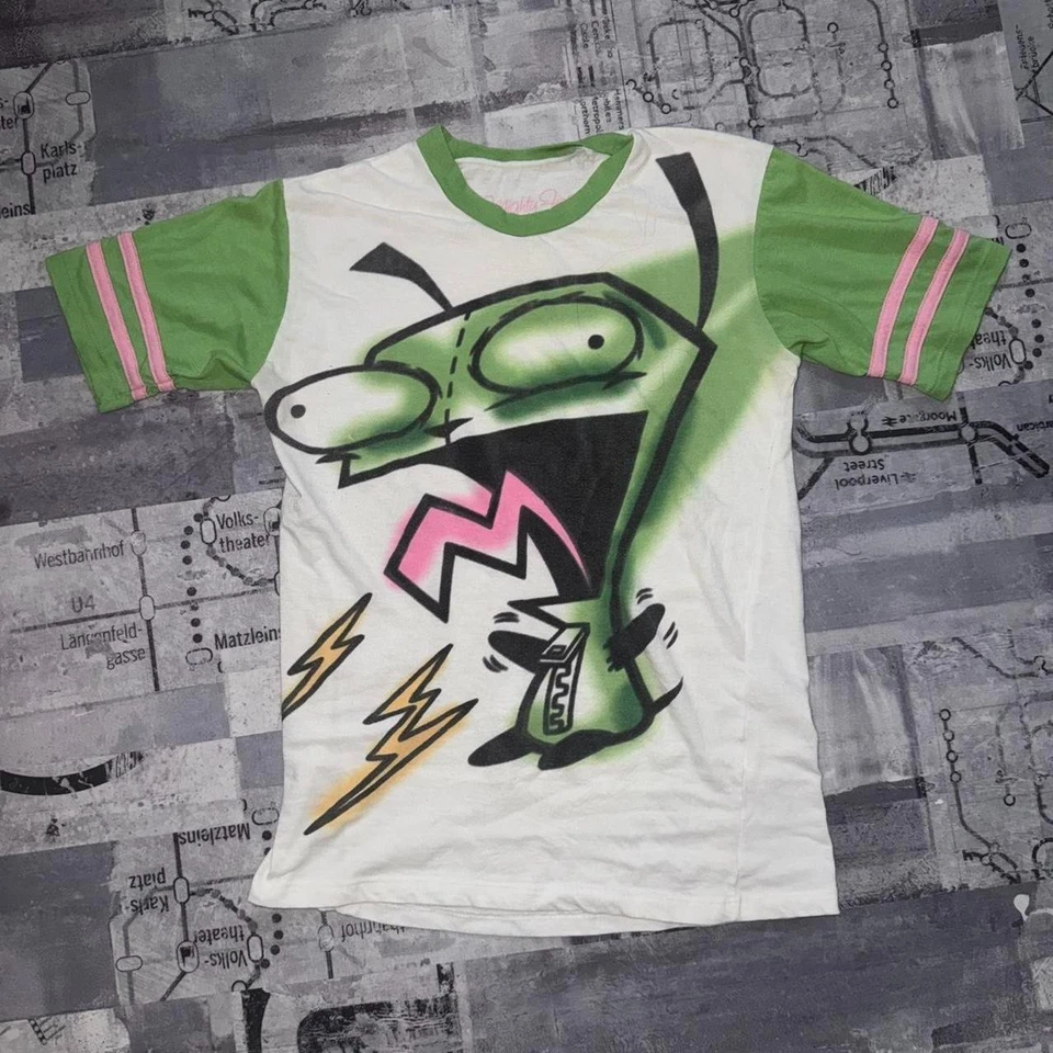 Camiseta ajustada vintage Y2K Mighty Fine Invader Zim Ringer L Foto 4 de 4