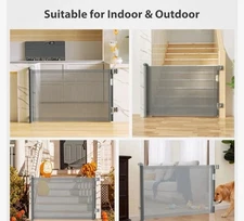 Retractable Baby Pet Gate Auto Lock with Safety Indicator Indoor Outdoor 55"x33"