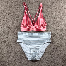 NWT Striped Bikini Set Red Blue White Large Nautical beach swim travel coastal