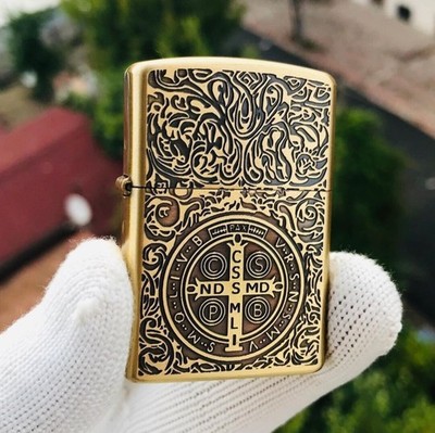 Zippo Saint Constantine Golden Engaraved Rare Custom Handmade Lighter