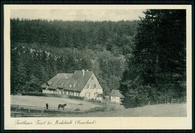 Postcard - Medebach Sauerland - view of Forsthaus Faust - horse and pasture 1941 used