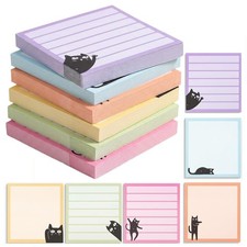 konket Black Cat Sticky Notes 3x3 in Set, Memo Pads, inches, Multicolor