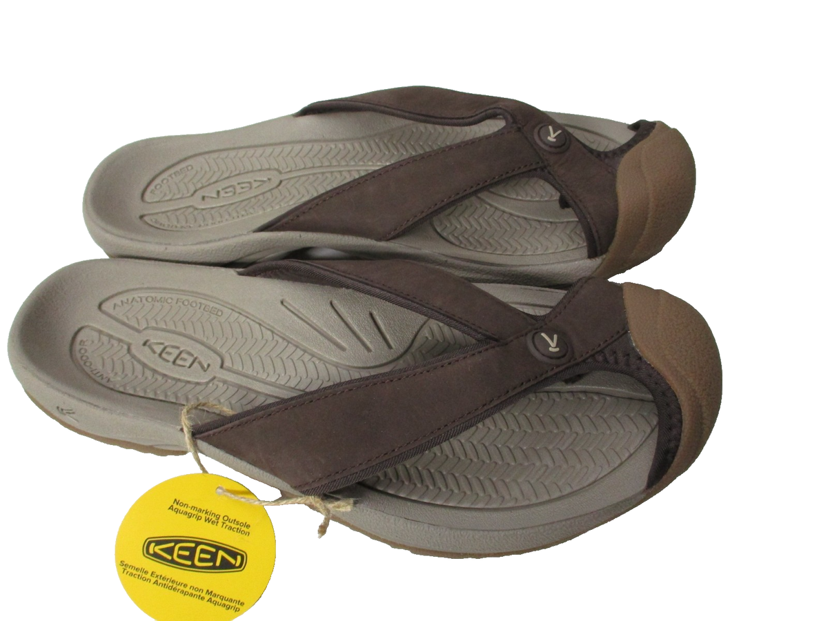 Keen Waimea TG Toe Protect Flip-Flops Sandals Leather Brown/ Taupe