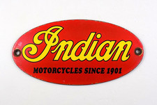 VINTAGE INDIAN MOTORCYCLES PORCELAIN METAL SIGN 5-1/2" x 2-3/4" GAS CHIEF OIL V2