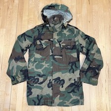 US Army M65 Field Jacket Camouflage Cold Weather Coat Small Long With Hood