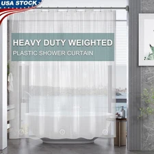 Heavy Duty PEVA Shower Curtain Liner Waterproof W/ Rustproof Grommets & Weights