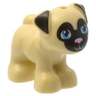 Lego Dog - Pug with Black Ears and Muzzle and Bright Pink Nose inv.569