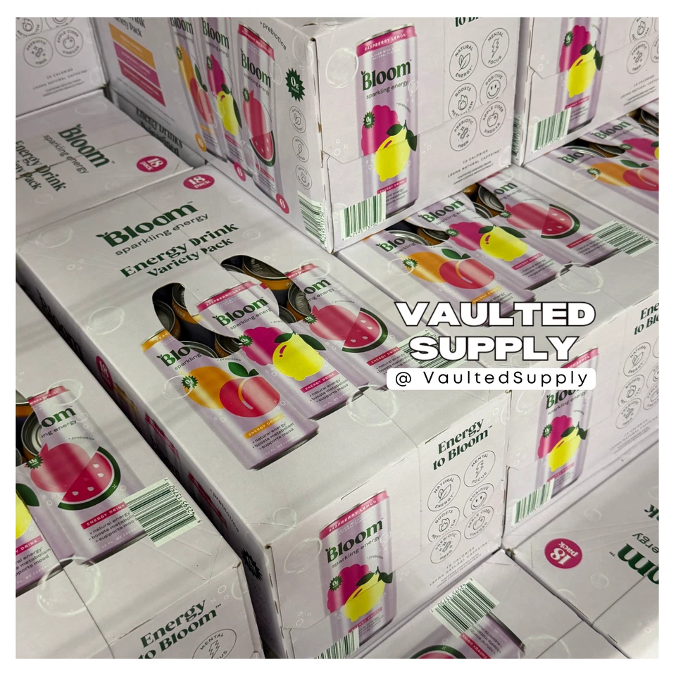 Pack Variedad Bebida Energética Espumosa Bloom 18 Latas – Melocotón Mango, Limón, Sandía Foto 4 de 4