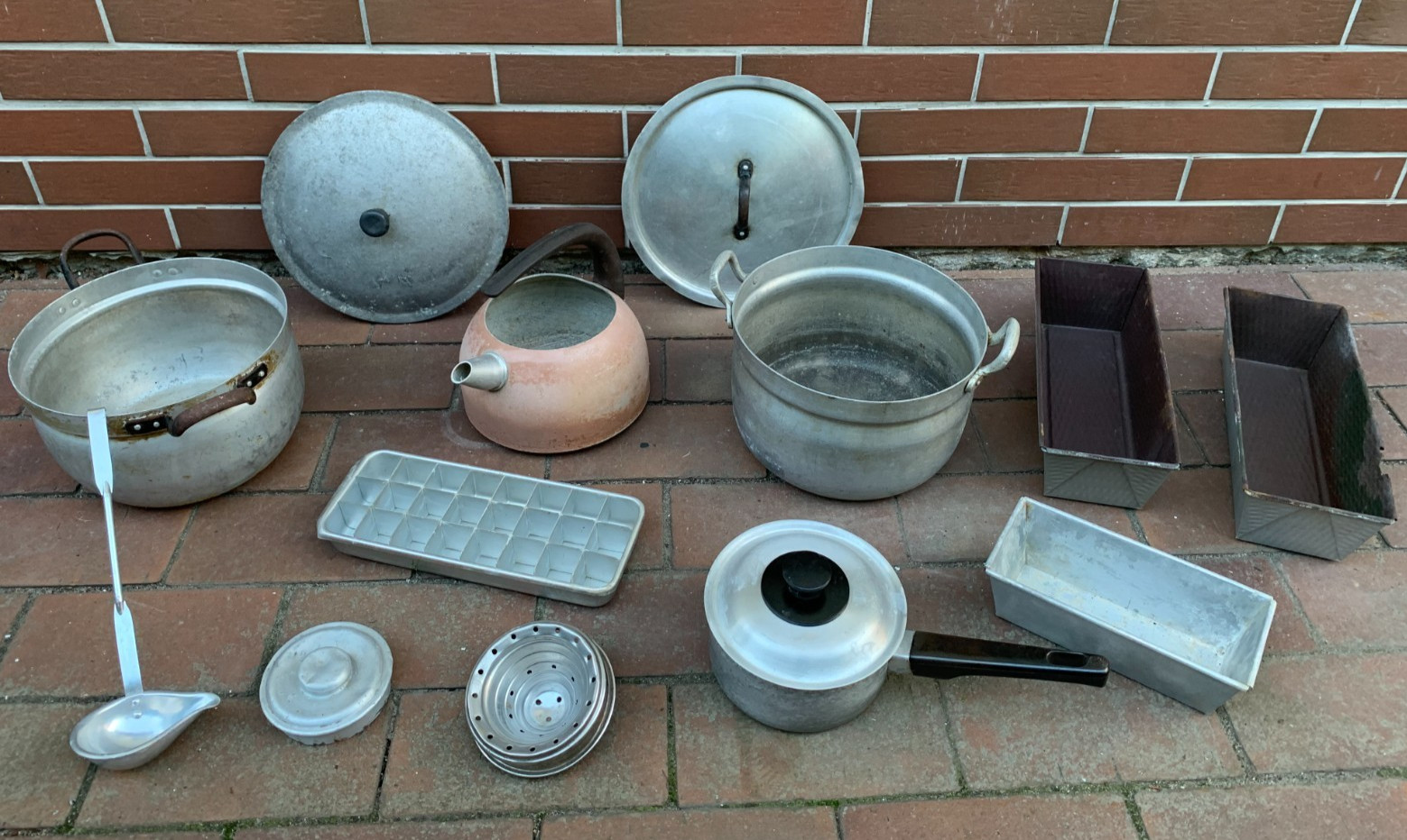 Konvolut alte Alu Töpfe Deckel Sieb Schöpfkelle Vintage Deko Bepflanzen Shabby