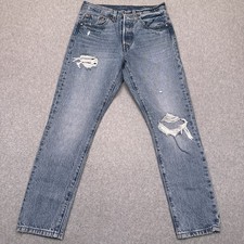 Levi's 501s Jeans Womens 27x27 Blue Skinny Button Fly Distressed High Rise