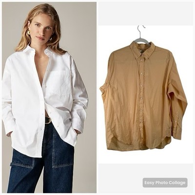 J Crew Relaxed Fit Lightweight Cotton Oplin Button Shirt Orange NEW Womens 12