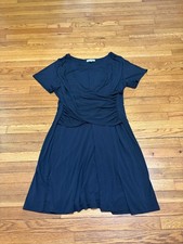 Roaman's Womens Dress Plus Size 20W Black Stretch Knit Flowy Below Knee Casual