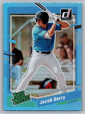 2023 Panini Donruss #52 Jacob Berry Rated Prospect Carolina Blue Miami