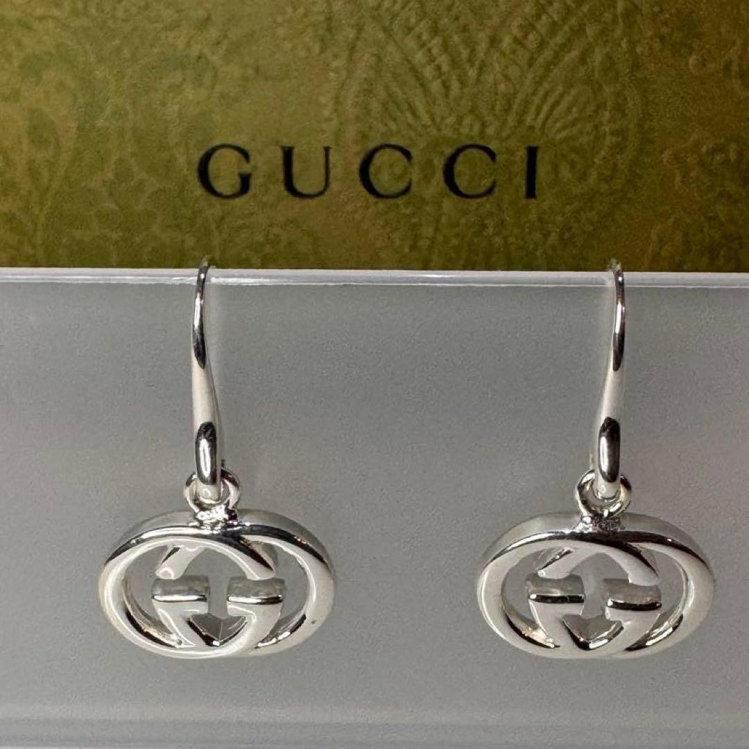 GUCCI Hook Earrings Interlocking GG Sterling Silv… - image 2
