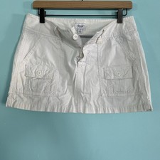 American Eagle Y2K Cargo Mini Skirt 4 Ivory Hip Hugger Cotton Vintage Utility