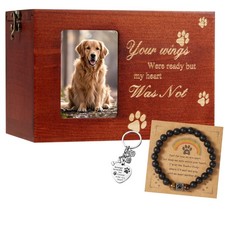 Wooden Pet Urn with Photo Frame for Dog Cat Ashes Memorial