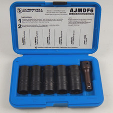 Cornwell 6 Piece Wheel Lug Stripped Nut Flip Socket Set 12 Drive - Ajmdf6