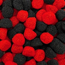 Berries Gummy Candy - 1 Pound Bulk Bag, Crunchy Red and Black Candy - Raspberry
