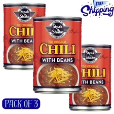 Steak N Shake Chili with Beans 15 oz (3 Cans)