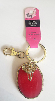 Bead Landing FUCHSIA MARBLE w/ELEPHANT CHARM Key Chain