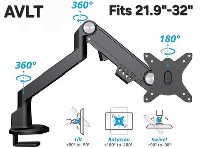 AVLT Single 21.9''-32'' Monitor Arm Desk PC Computer Mount AVLT-DM45-1 Black