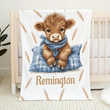Personalized Highland Cow Personalized Highland Cow Blanket Custom Name, Ad