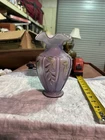 VINTAGE FENTON VIOLET OVERLAY WISTERIA MELON VASE  SIGNED & MARKED 6.75" Height