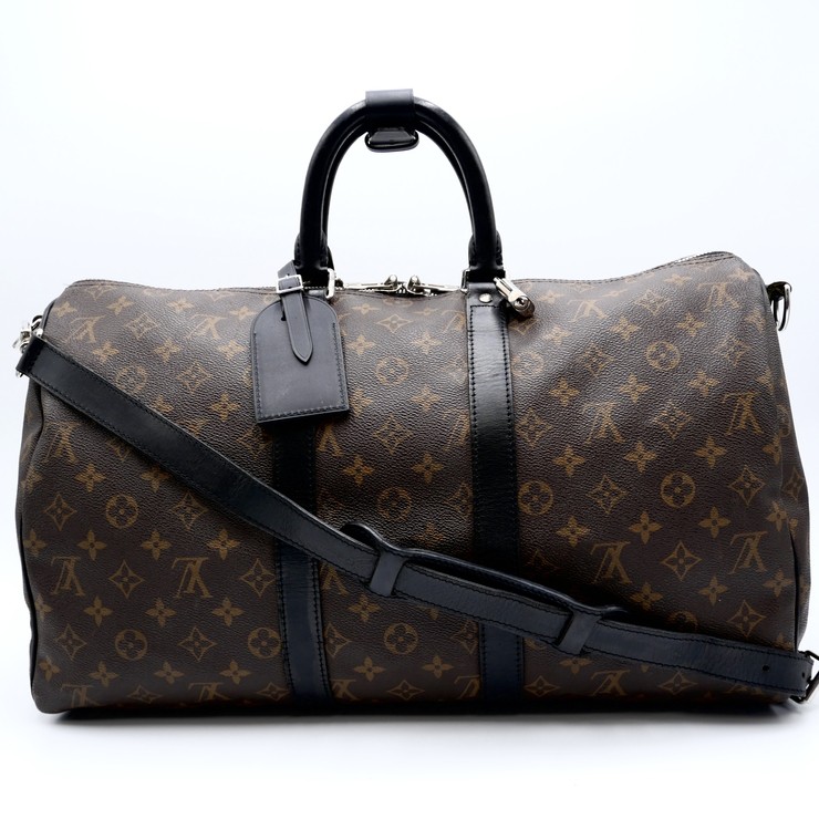 LOUIS VUITTON Keepall Bandouliere 45 Monogram Macassar Boston Travel Bag