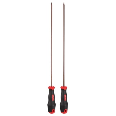 2pcs T15 Torx Screwdriver 15.75'' Magnetic Screwdrivers S2 Alloy Steel, Red Brown