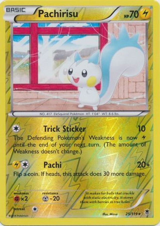 Pachirisu - 25/119 - Rare - Reverse Holo (Lp) Phantom Forces - Lightning Pokémon