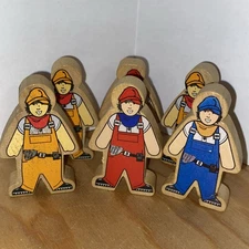 6 Wooden Figures, Men for Thomas Train Railroad Tracks Brio Wood
