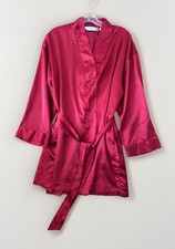 Victoria's Secret Women's Vintage RED Satin Robe Kimono Tie Belt One Size