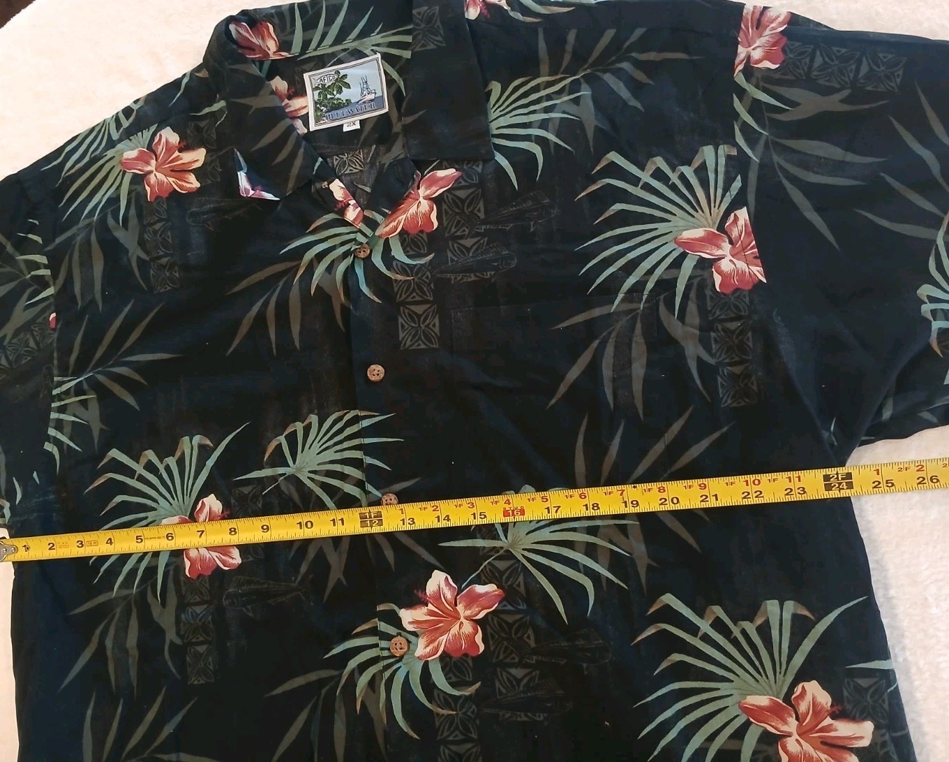 Aftco Bluewater Mens XXL Short Sleeve Hawaiian Shirt Floral Print Made in USA