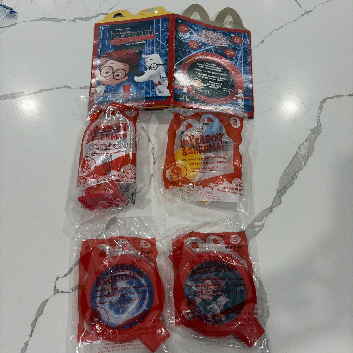 2014 Mr Peabody & Sherman McDonald Toy NEW set of 4 w/box | eBay