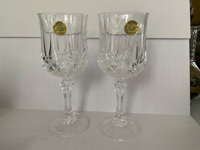 Vintage 6 Cristal D'Arques Longchamp crystal wine glasses Goblets