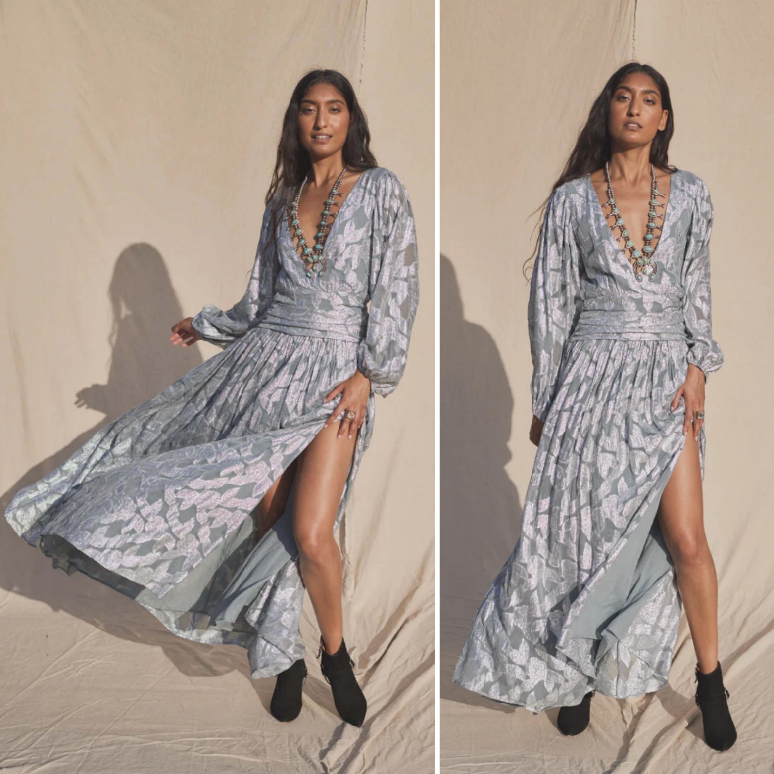 NEW SOLD OUT Free People Jen's Pirate Booty Rising Star Lapis Maxi Dress NWT M