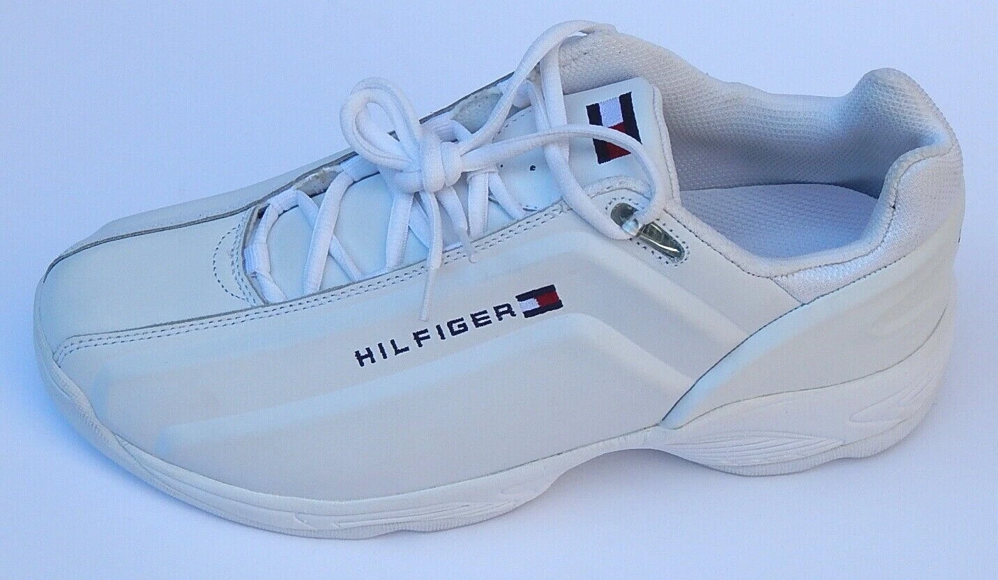 BASKETS HOMME TOMMY HILFIGER SIGNATURE SUPREME CUIR BLANC taille 10 NEUVES AUTHENTIQUES
