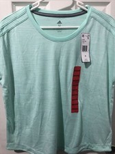 Adidas Womens 3 Stripe Climalite Short Sleeve Crew Neck Workout T-Shirt Medium