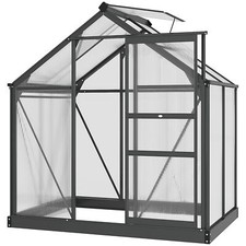 Image of Outsunny 6x4ft Walk-In Polycarbonate Greenhouse Plant Grow - 845-057GY-3
