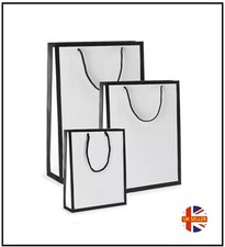 Black Edge - White Luxury Matt Portrait Designer Boutique Rope Handle Gift Bags